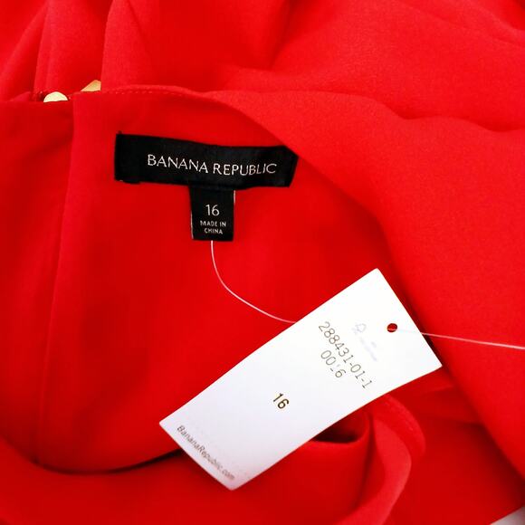 Banana Republic SZ 16 (Runs Small) Crepe Cutout Dress Red Glow Fit N Flare NWT - Picture 7 of 8